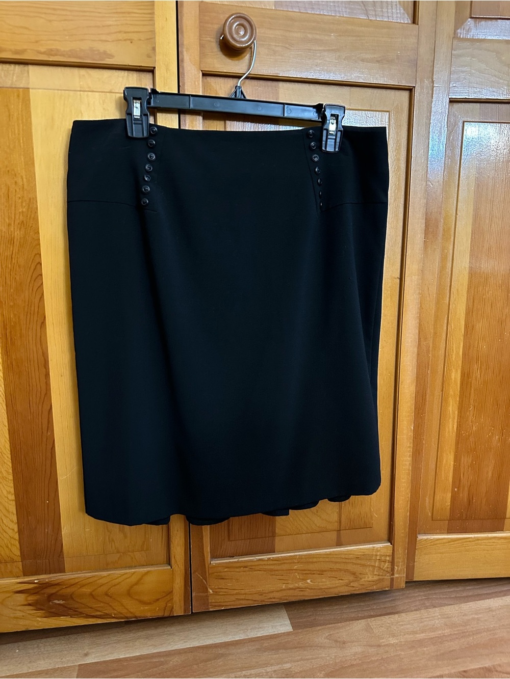 AGB Black High-Waist Pencil Skirt with Button Accents